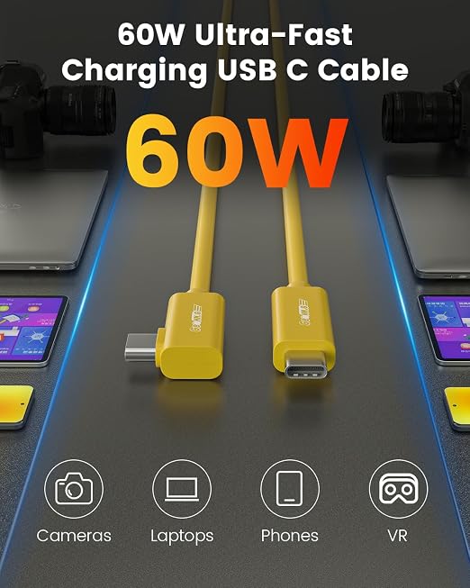 Fiber Optic USB C Tethering Cable 30FT, Right Angle 10Gbps USB 3.2 Gen 2 - Image 2