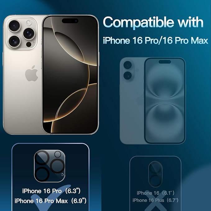 JETech Camera Lens Protector for iPhone 16 Pro 6.3-Inch and iPhone 16 Pro Max - Image 2