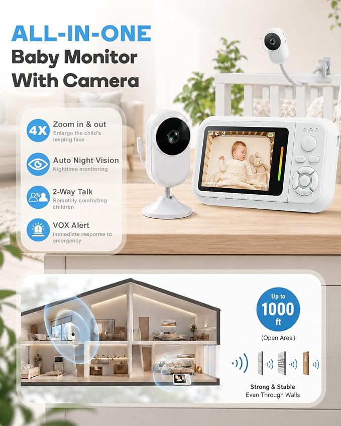 Baby Monitor with Camera and Audio, 2.8" Screen No WiFi Baby Monitor - Image 2
