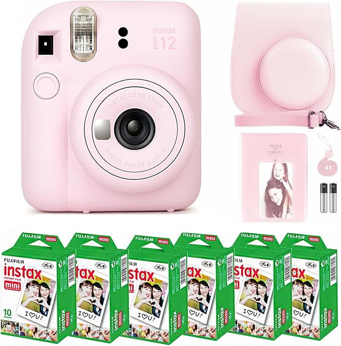 Fujifilm Instax Mini 12 Instant Camera Blossom Pink and Fuji Film Value Pack by FUJIFILM