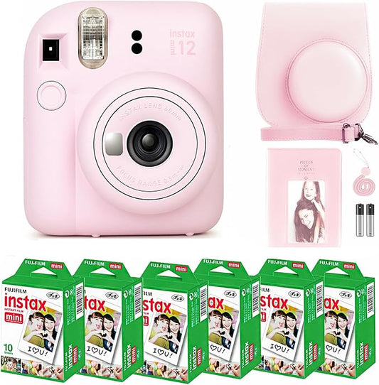 Fujifilm Instax Mini 12 Instant Camera Blossom Pink and Fuji Film Value Pack by FUJIFILM