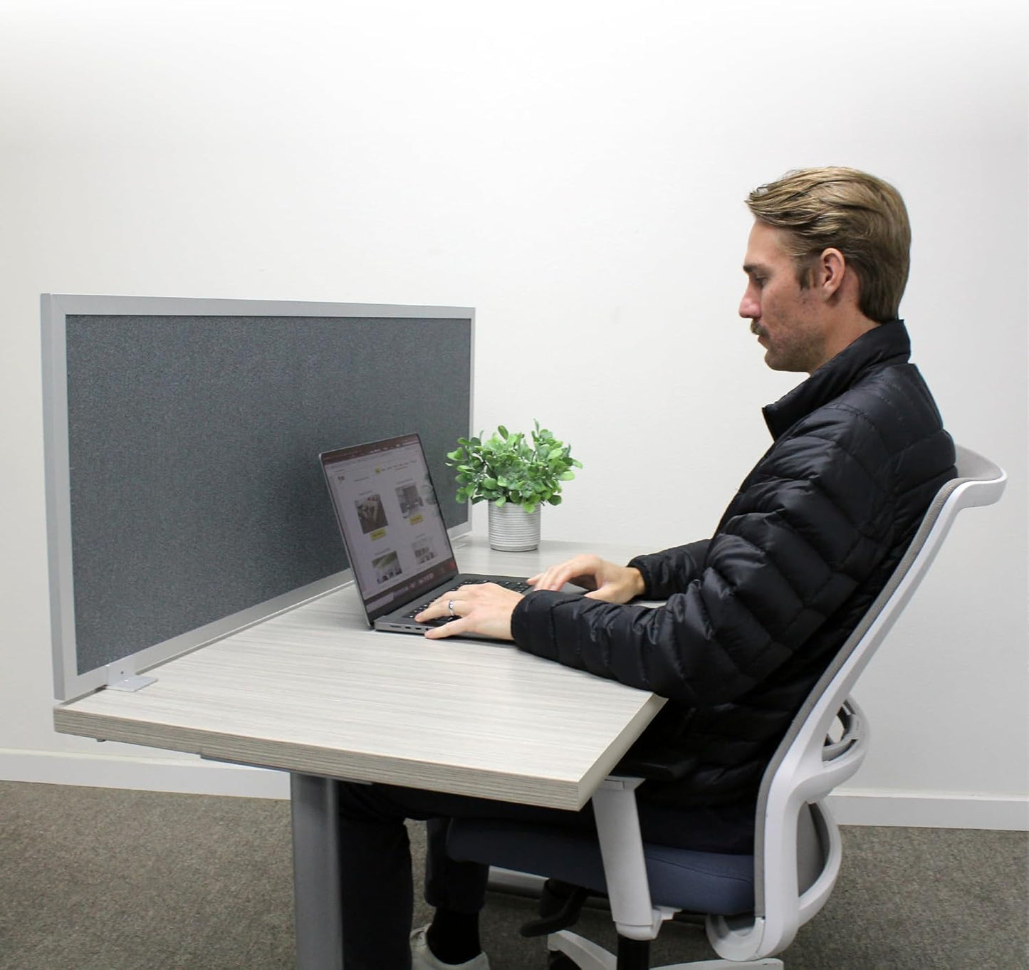 OBEX Acoustic Mounted Screen Privacy Panel Table Top Separator, Sound Blocking Desk Divider (Graphite, 18" X 42")