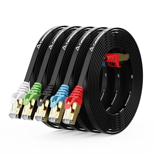 CableGeeker Cat 8 Ethernet Cable 15FT 5 Pack Black, 40Gbps 2000Mhz High Speed by CableGeeker