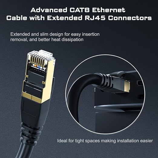DbillionDa Cat 8 Ethernet Cable 40Gbps 2000MHz, 40FT Supports Cat7 Cat6 Cat5e - Image 4