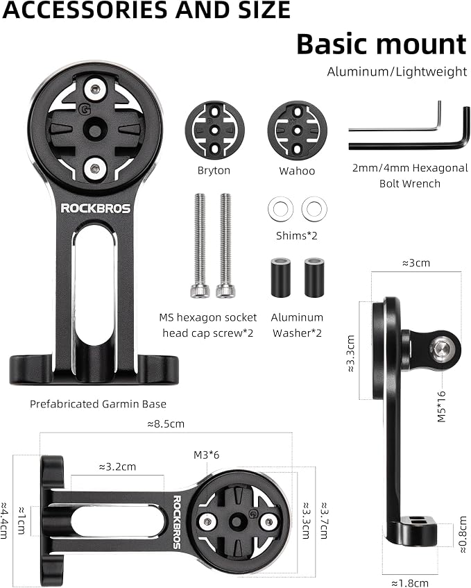 ROCKBROS Bike Computer Mount Out-Front Aluminum Integrated Bicycle Cycling - Image 6