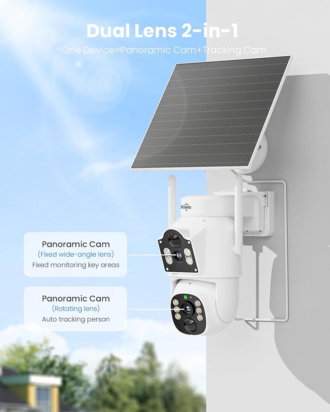 Hiseeu 4MP Dual Lens Wireless Solar Camera Outdoor - Image 4