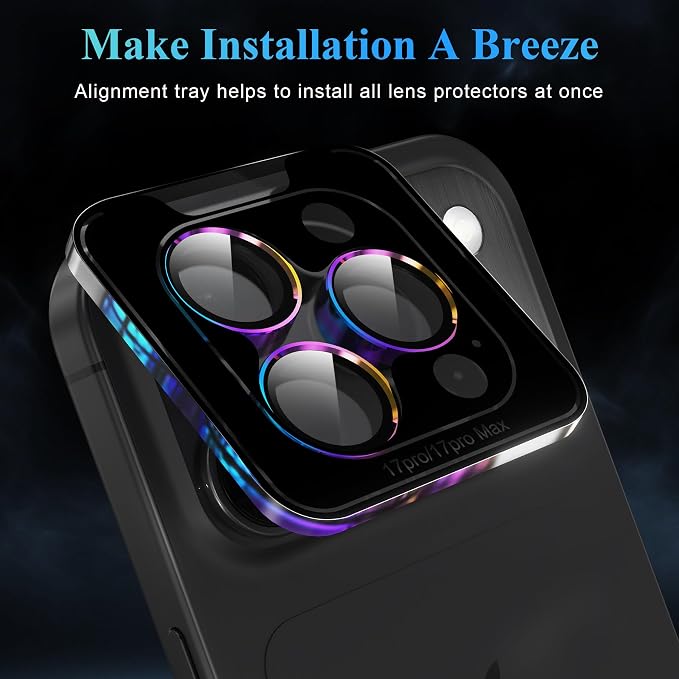 YWXTW Camera Lens Protector for iPhone 17 Pro/iPhone 17 Pro Max, Tempered Glass - Image 5