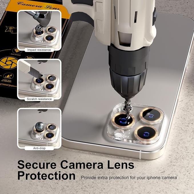 for 6 Pack iPhone 15 Pro/iPhone 15 Pro Max Camera Lens Protector 9H Tempered - Image 4