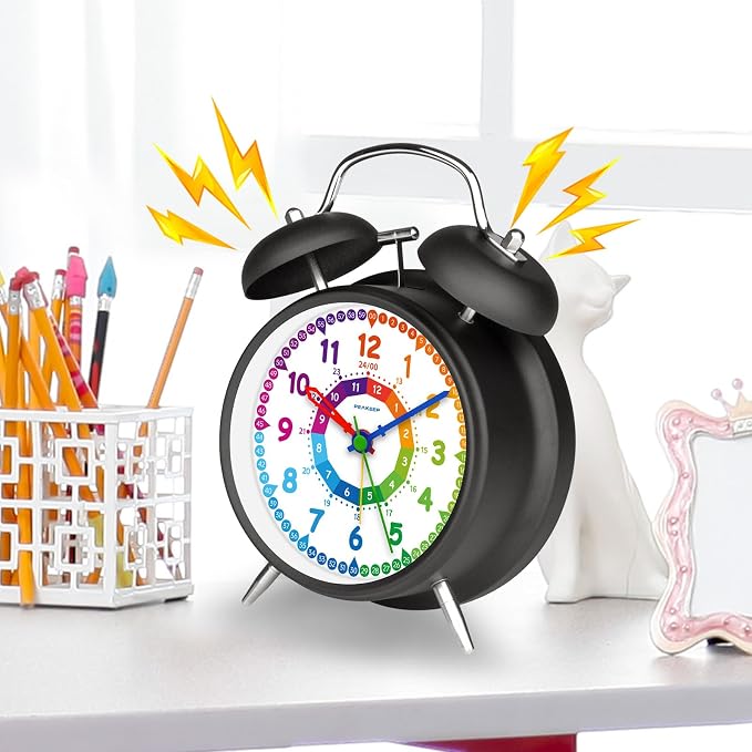 Peakeep Loud Alarm Clock for Kids Learning Telling Time Teaching Clock - Image 2