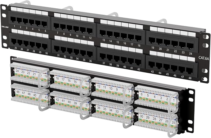 Iwillink 10Gbps Cat6A Patch Panel 48 Port, Network Patch Panel UTP 19-Inch by IWILLINK