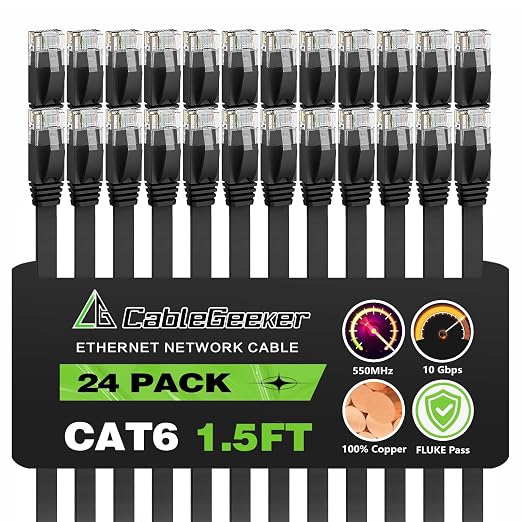 Cat 6 Ethernet Cable 1.5ft Flat Internet Network Cables by CableGeeker