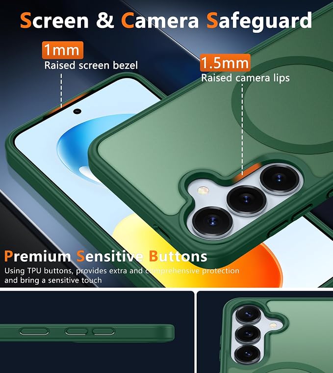 FNTCASE for Samsung Galaxy S25 Case: Magnetic Translucent Matte Shockproof Slim - Image 5