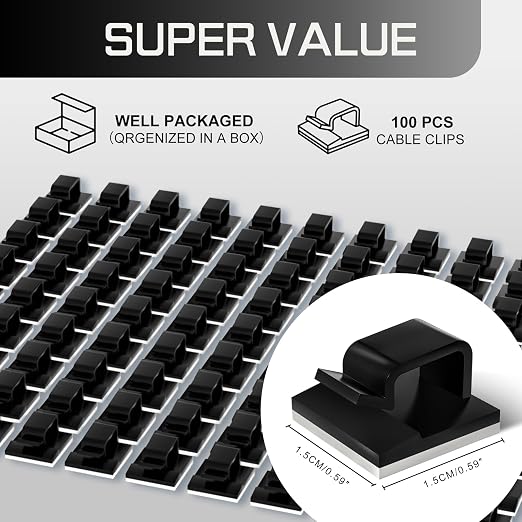 KGROTE 100PCS Cable Clips, Adhesive Wire Clips Strong Cord Clips Wire Holders - Image 2