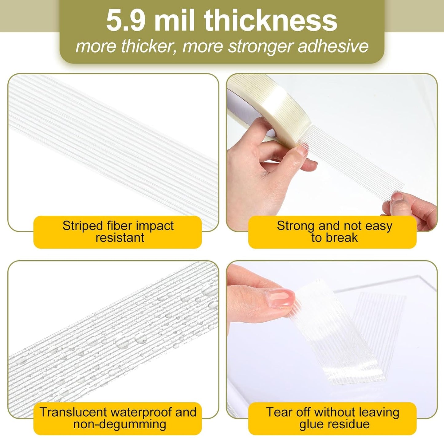 Treela 20 Rolls 1 Inch x 60 Yards Filament Strapping Tape Transparent Reinforced Fiberglass 5.5 Mil Heavy Duty Packing Shipping Tape for Sealing Binding Fixing