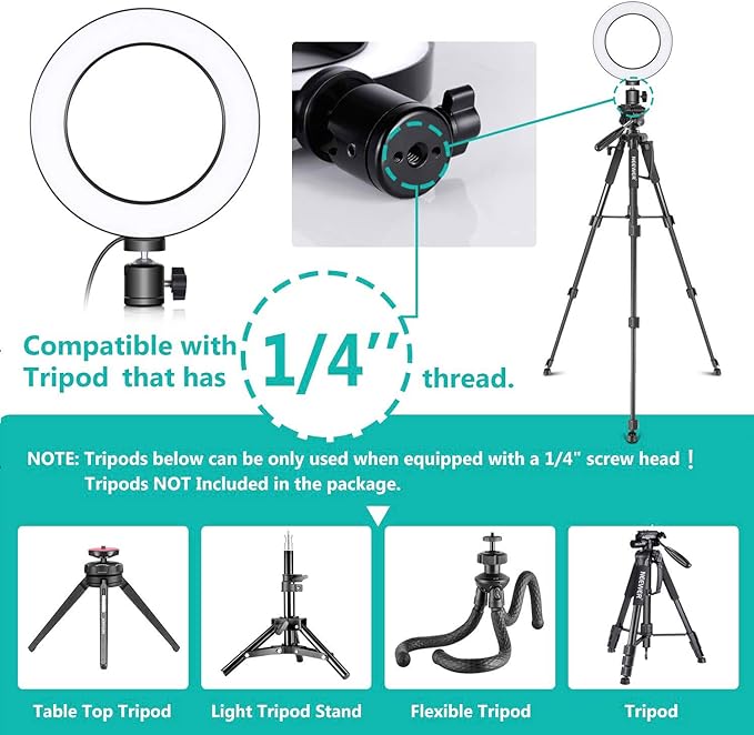 Ring Light OEBLD Dimmable with 3 Light Modes & 10 Brightness Level 360° Rotae - Image 5