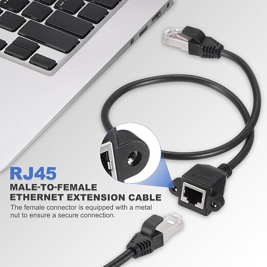 MECCANIXITY Cat6 Ethernet Extension Cable, 3.3Ft RJ45 Male to Female Screw - Image 4