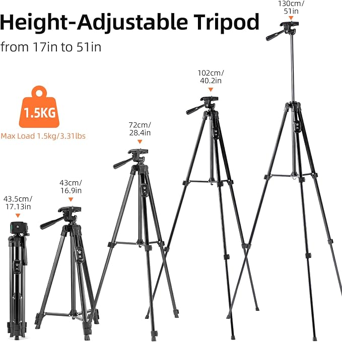 Fotopro Camera Tripod, Aluminum Phone Tripod Stand - Image 2