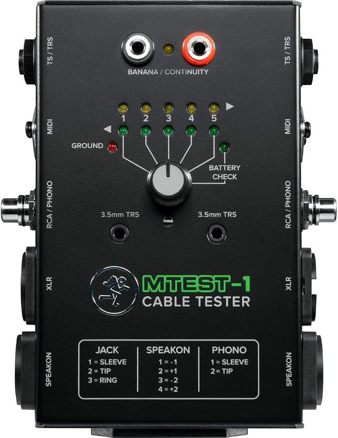 Mackie Cable Tester, 5-Way Switch Battery-Powered Connector Test by Mackie