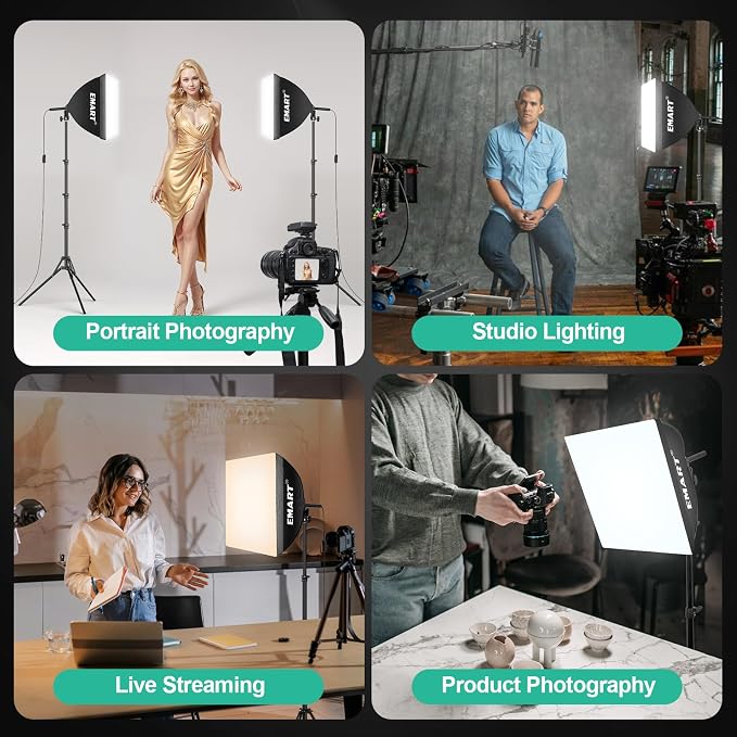 EMART Softbox Photography Lighting Kit, 50W 3000K-6000K LED Bulb - Image 6