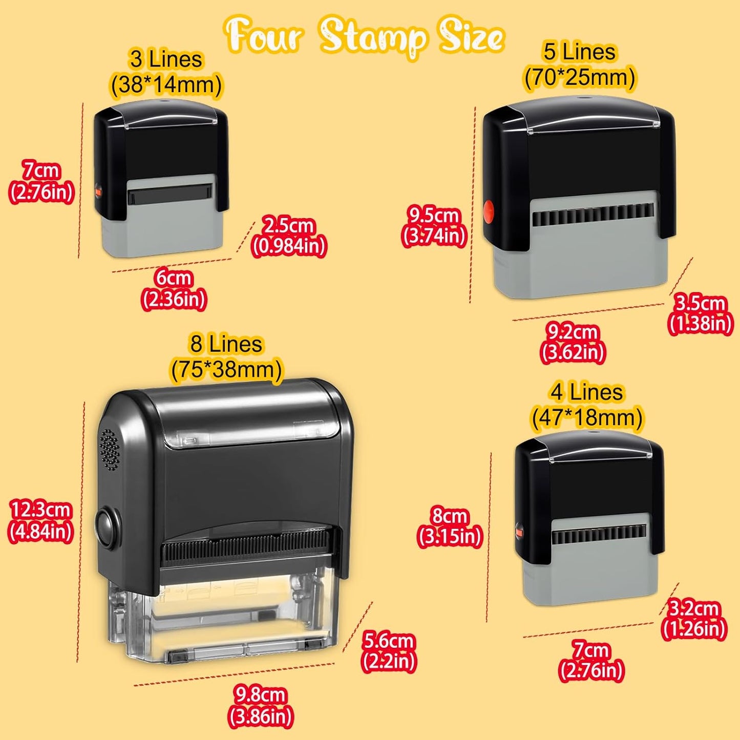 Personalized Stamp Custom Self-Inking Rubber Stamps for Business Customized Return Address with Name Date Up to 4 Lines-47x18mm