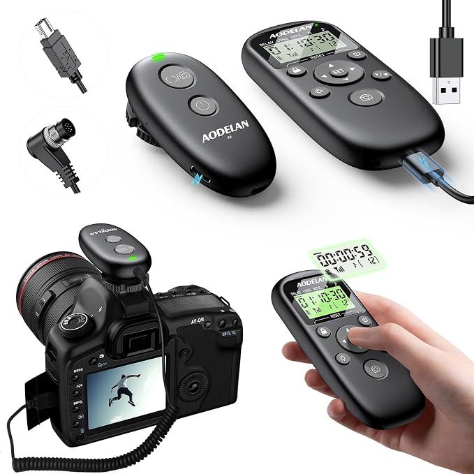for Nikon Cameras Wireless Rechargeable Timer Shutter Release Remote Control by AODELAN