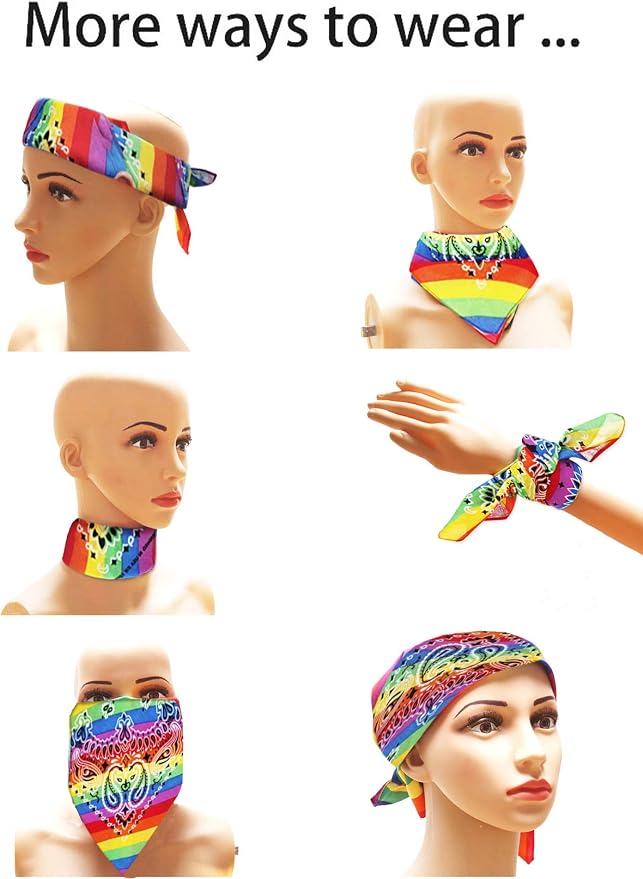 Mayam Rainbow Bandanas Headband Gay Pride LGBTQ Bandana Headband Hippie Bandana - Image 4