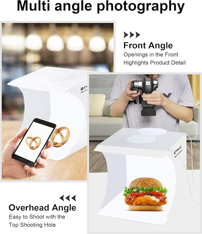Photo Studio Box with LED Light, PULUZ 20cm Mini Portable Photography Lighting - Image 2