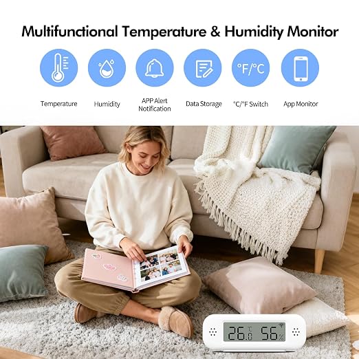 eMylo WiFi Thermometer Hygrometer Sensor, Smart Wireless Indoor Temperature - Image 2