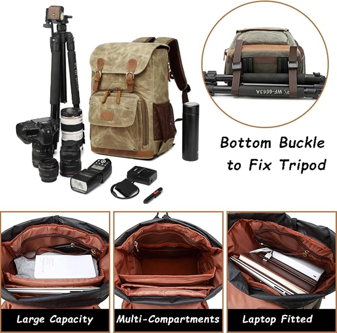 UBAYMAX Camera Backpack, DSLR SLR Waterproof Canvas Camera Bags Rucksack 15.6 - Image 4