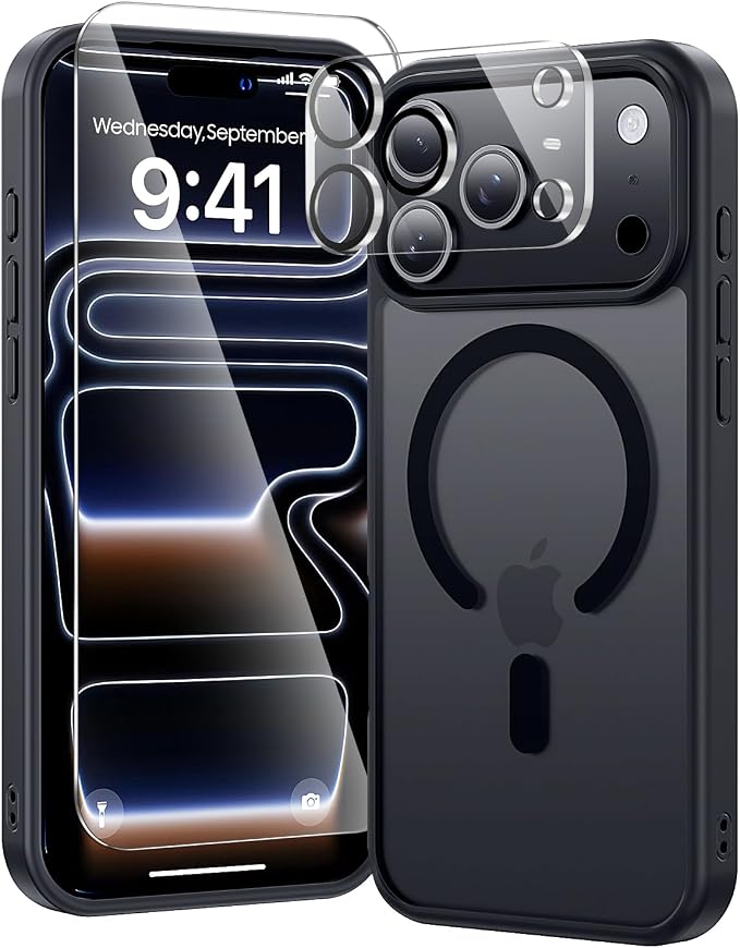toushion 3 in 1 for iPhone 17 Pro Case Matte Black, Fits MagSafe, Screen by Unknown