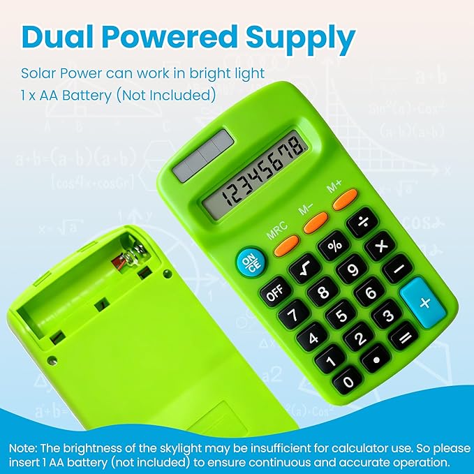 18 Pack Small Calculator Bulk: 8 Digit Hand Held Basic Calculator Solar Battery - Image 4