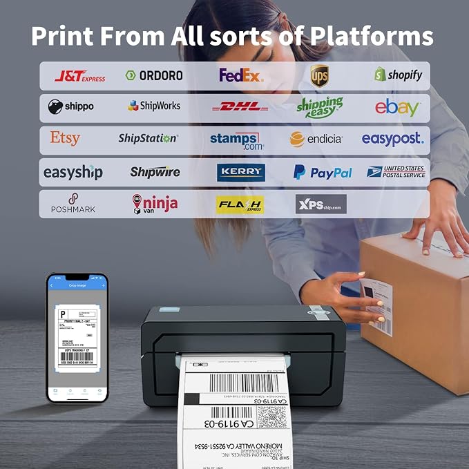 JADENS Bluetooth Thermal Shipping Label Printer – Wireless 4x6 Shipping Label - Image 4