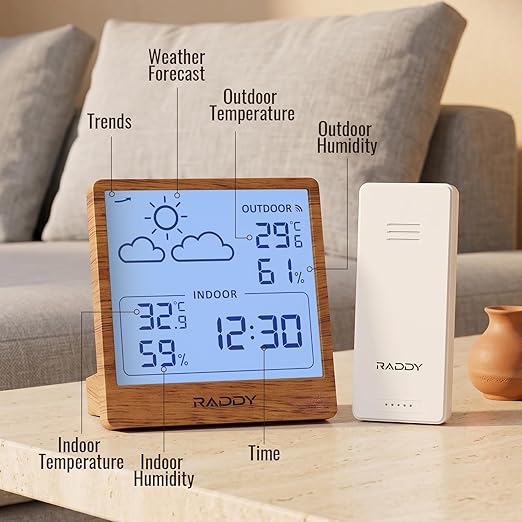 Raddy WF-50T Indoor Outdoor Thermometer Hygrometer Wireless Weather Station - Image 2