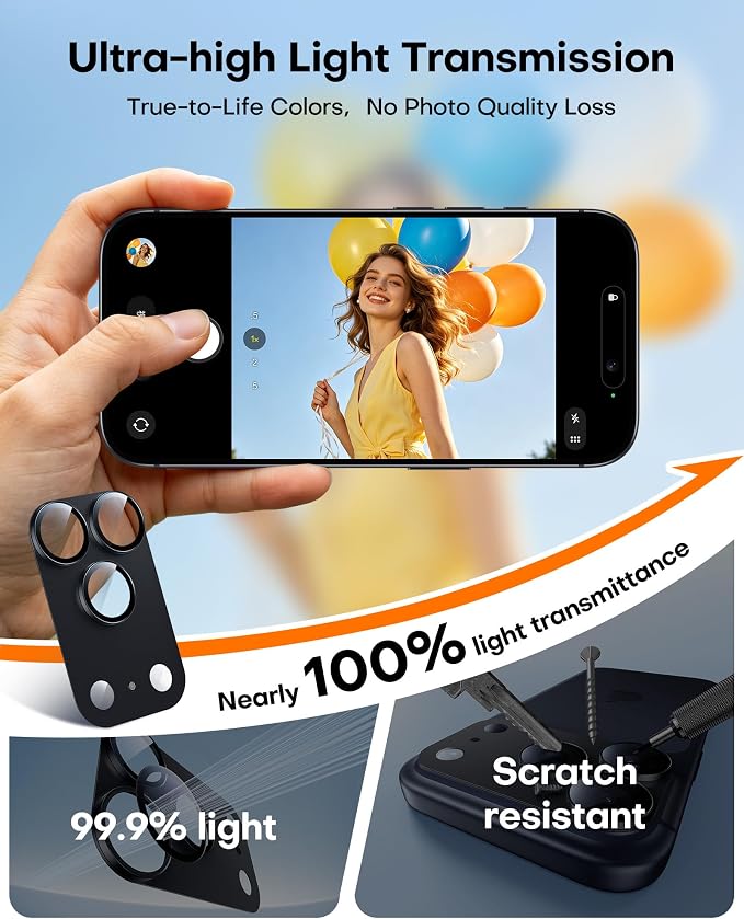 TAURI 2 Pack for iPhone 17 Pro Max Camera Lens Protector, Full Coverage - Image 7