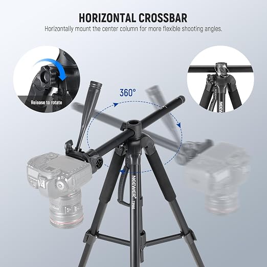 NEEWER Basic 74" Video Tripod Monopod, 3 Way Pan Tilt Head, Overhead Camera - Image 2