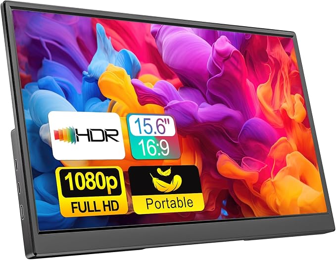 Portable Monitor 15.6 Inch 1080P FHD USB-C HDMI Ultra-Slim Travel Monitor by Unknown