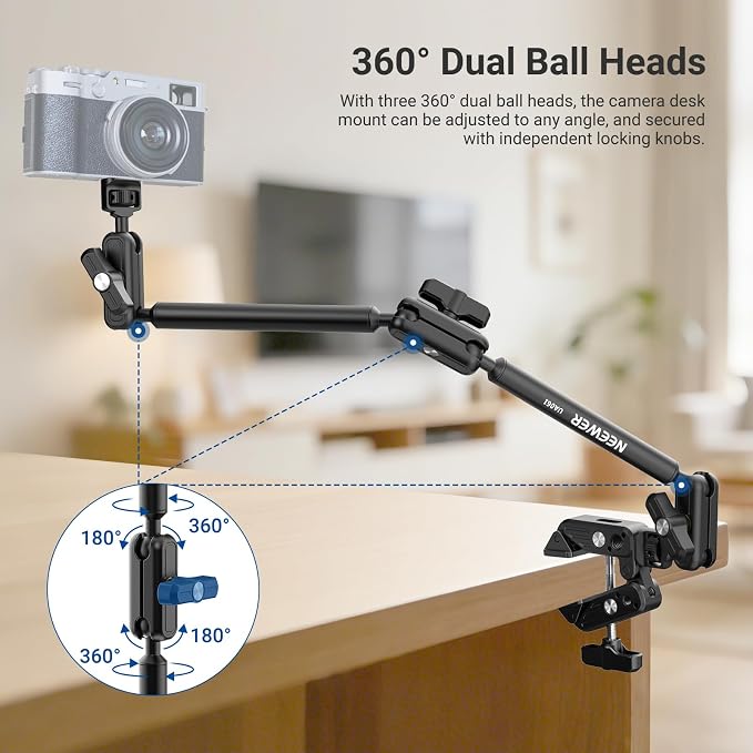 NEEWER Basics Magic Arm Table Stand, 55 cm Microphone Arm Overhead Mobile Phone - Image 3