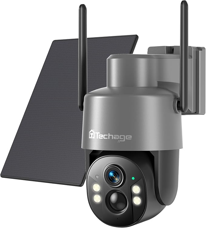 Techage 4G LTE Cellular Solar Security Camera Wireless Outdoor, 2.5K NO WiFi by Techage