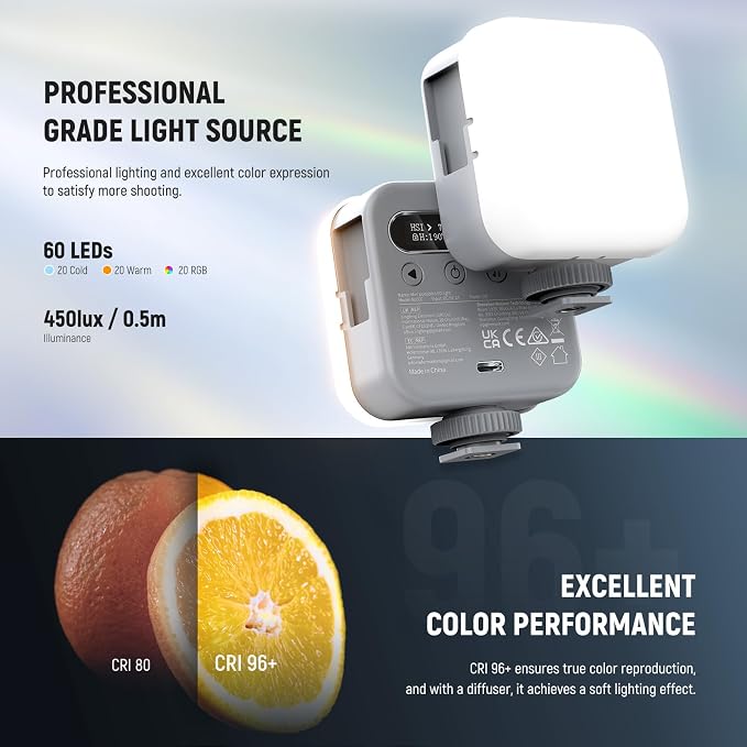 NEEWER Basic Magnetic RGB Video Light, 360° Full RGB Mini LED Camera Light - Image 4