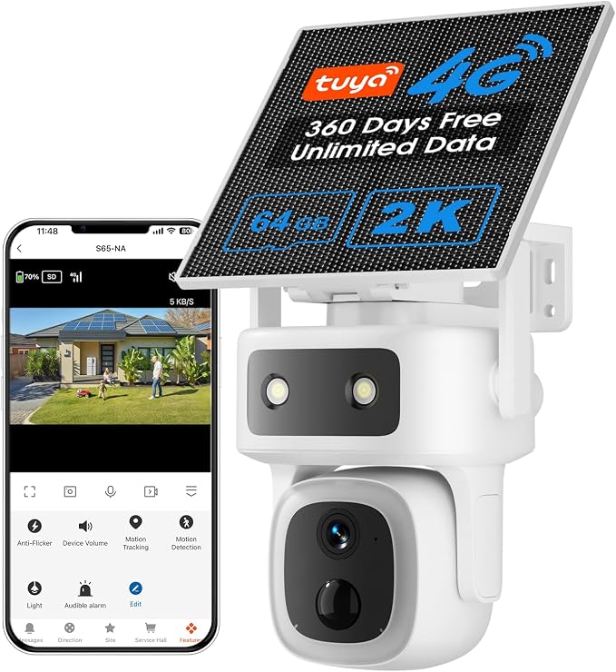 SANSCO 4G LTE Cellular Security Camera Wireless Outdoor, 360 Days Free by SANSCO