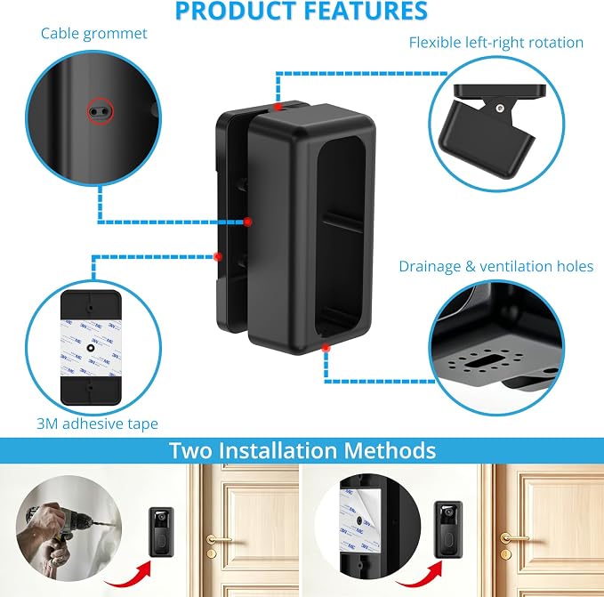 No Drill Doorbell Mount for Blink 2nd Gen Video Doorbell Camera | 30°Left/Right - Image 4