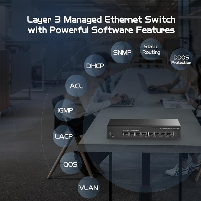 Binardat 8 Port 10 Gigabit SFP+ Managed Switch, Supports 1G/10G SFP+ Module - Image 5