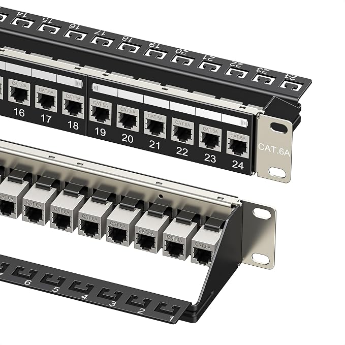Cable Matters 1U 19-Inch 24-Port 10Gbps Cat6A Ethernet Patch Panel by CableMatters
