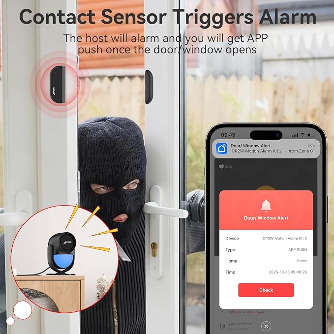 CPVAN WiFi Motion Sensor Alarm System, 125dB Smart PIR Motion Detector - Image 4