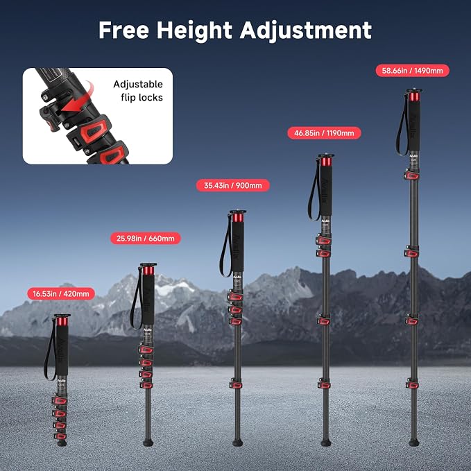 Avella C325 58 Inch Carbon Fiber Camera Monopod Professional Telescopic Monopods - Image 7