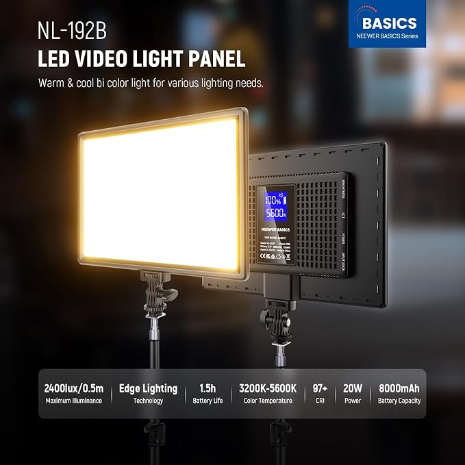 NEEWER BASICS 13" LED Video Light Panel, 2 Pack Studio Lighting Kit - Image 2