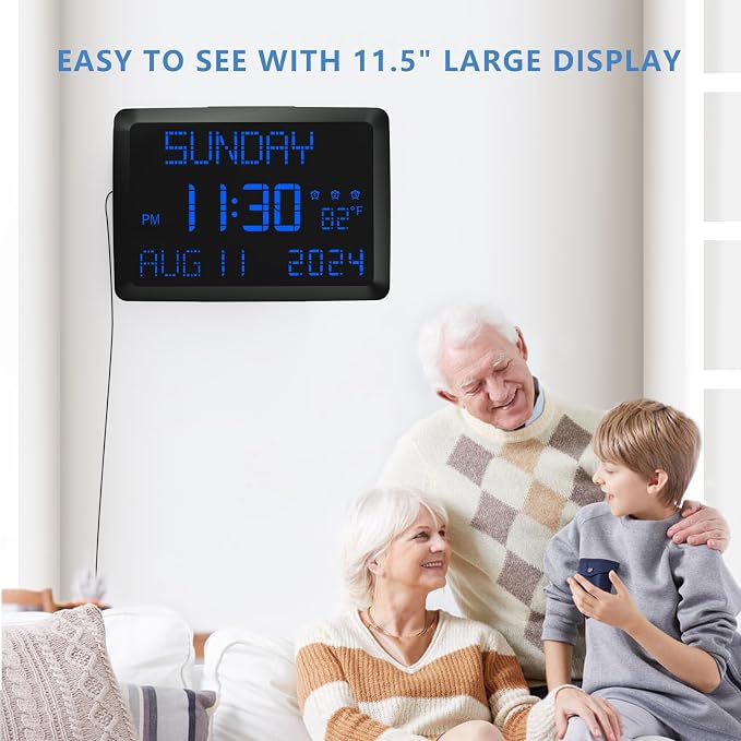 Raynic Digital Clock, 11.5" Large Display Calendar Clock - Image 2