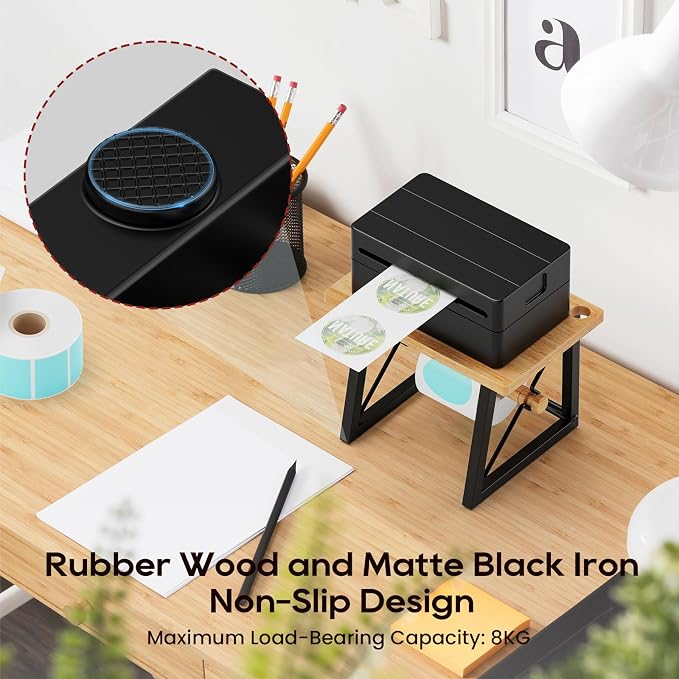 Label Holder for Rolls and Fan-fold Labels, Wooden Label Stand for Shipping - Image 4