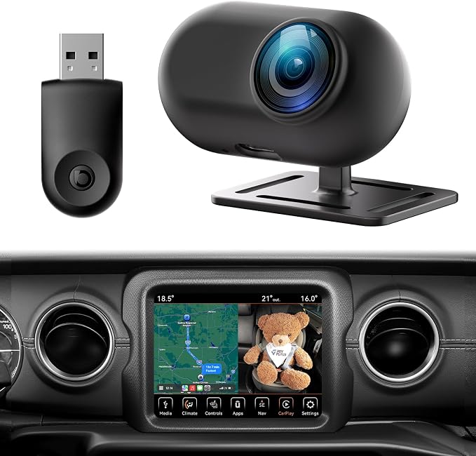 JOYTUTUS Baby Car Camera with Wireless CarPlay Adapter, 1080P HD Rear Seat by JoyTutus