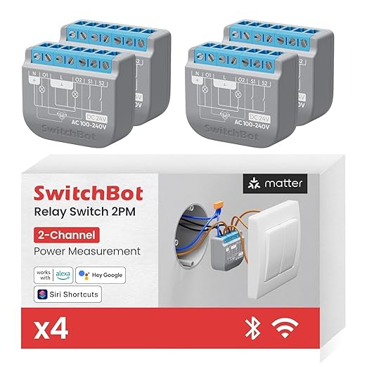 SwitchBot Smart Relay Switch 2PM, Power Metering, Dual Light Control, Built-in by SwitchBot